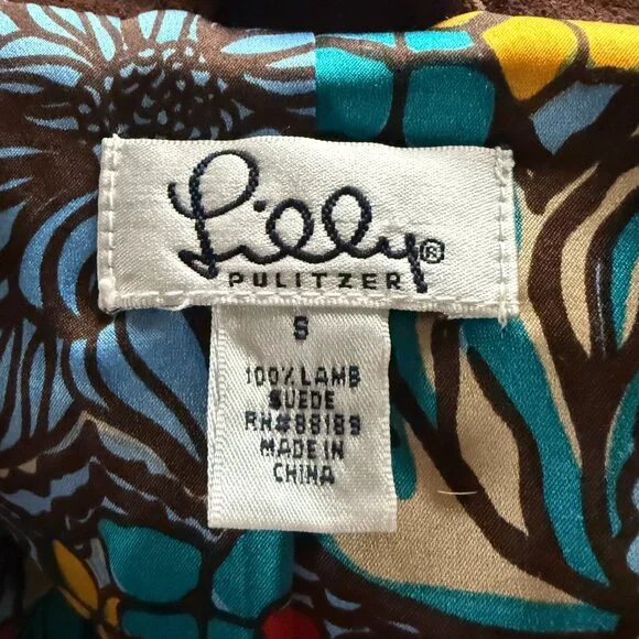 Lilly Pulitzer vintage brown fully lined button down lamb suede blazer small - Picture 9 of 12